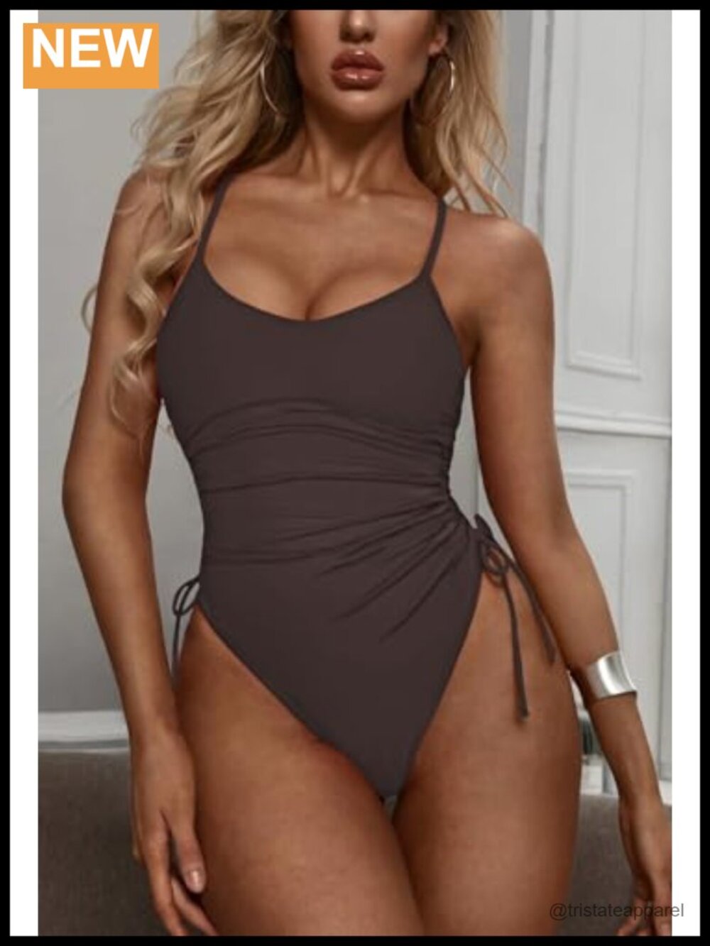 Viottiset Women's Ruched High Cut One Piece Swimsuit Tummy Control Monokini - Picture 2 of 6